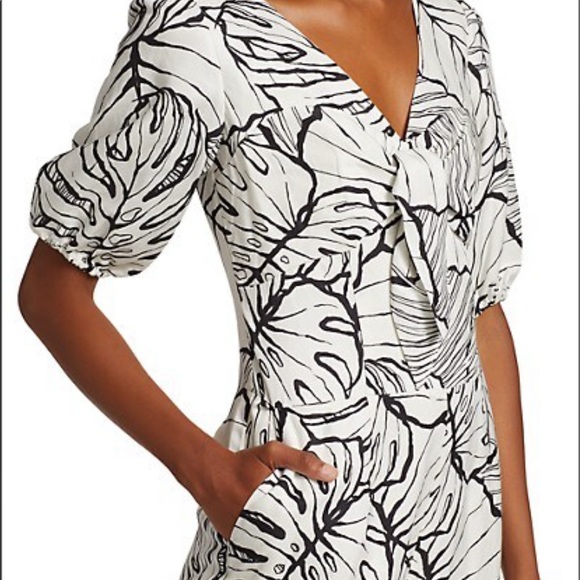 Marchesa Puff-Sleeve Front-Tie Linen Jumpsuit, SZ 6, new, $ 495 - Picture 5 of 8